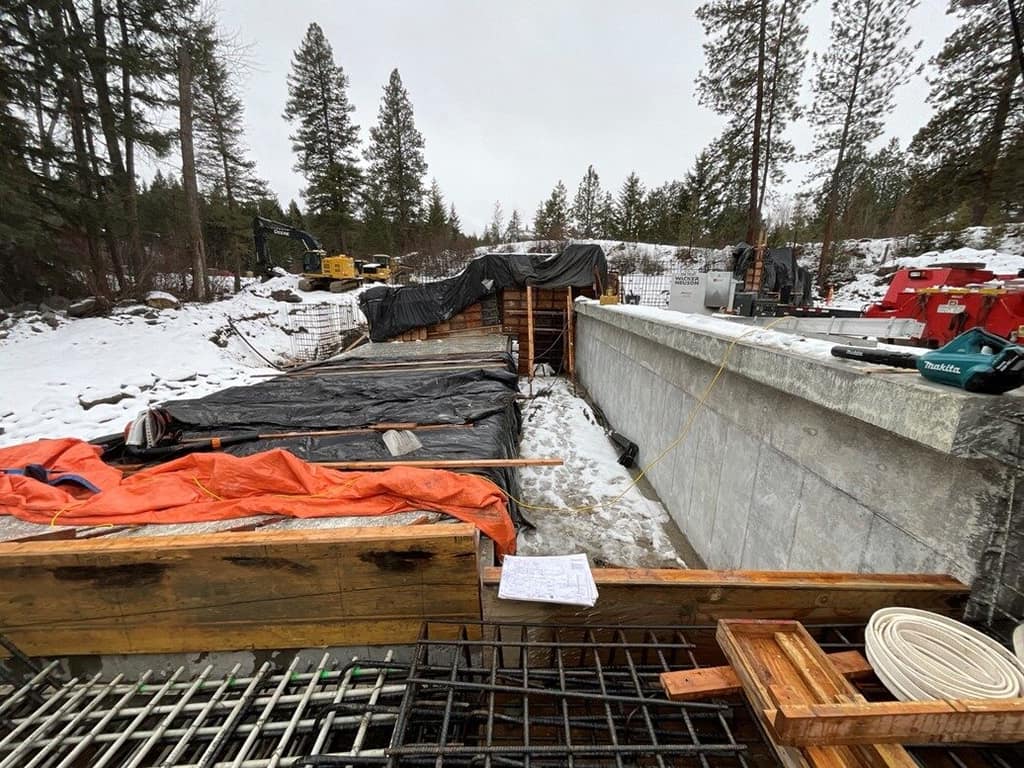 Concrete forms and rebar at a DEWR construction site