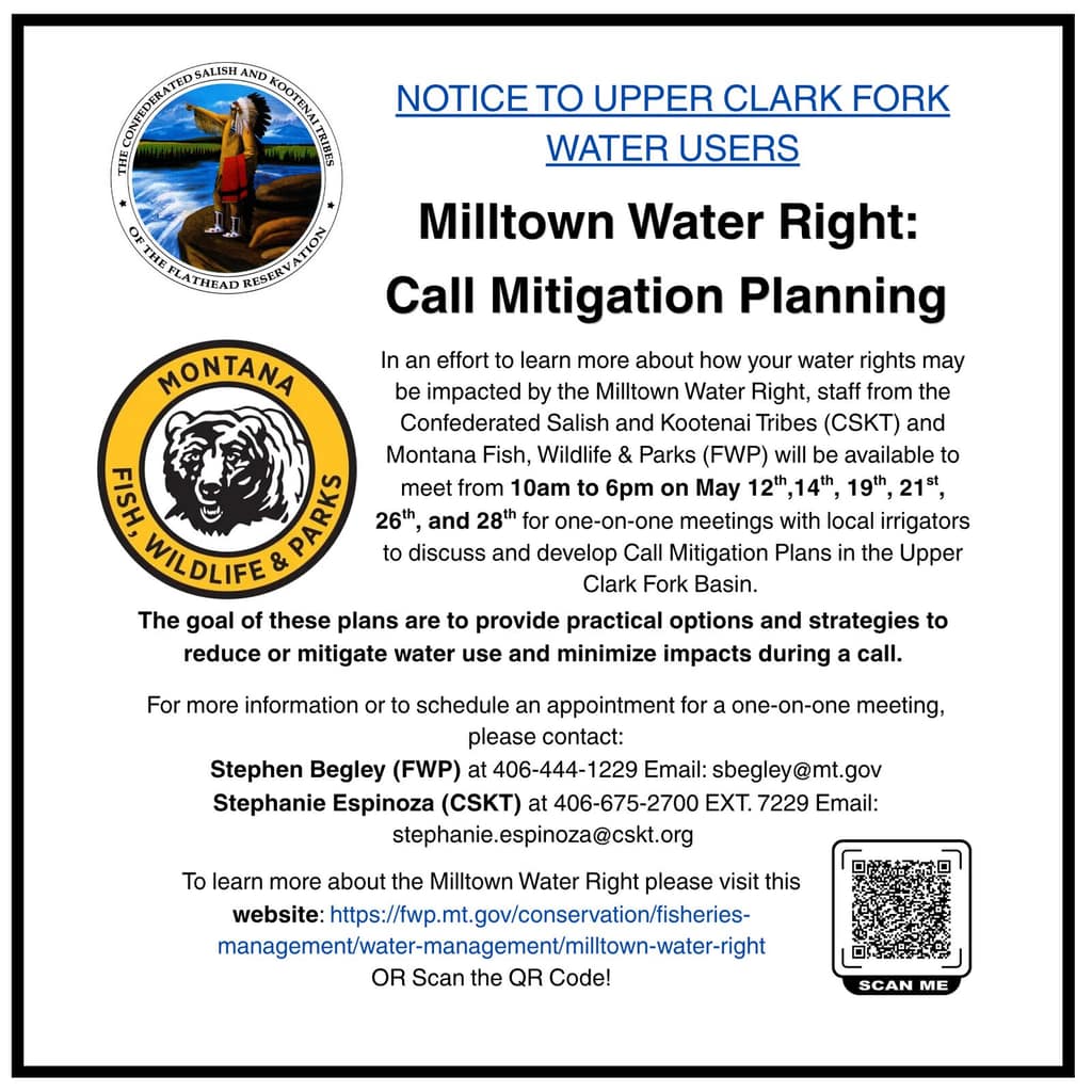 Notice to irrigators from the Water Rights Program