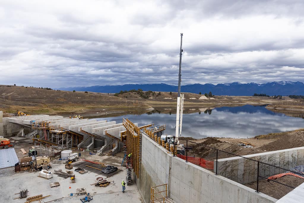 Spillway walls under construction